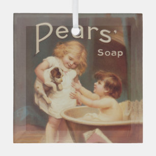 Welpe beim Baden Vintage Antik Ornament Aus Glas