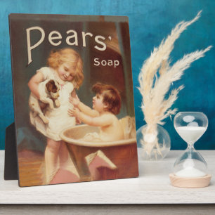 Welpe beim Baden Vintage Antiquität Fotoplatte