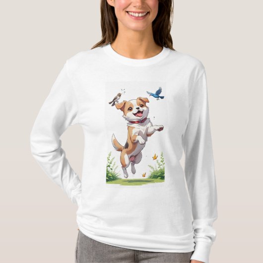 Welpe & Bird T-Shirt (Vorderseite)