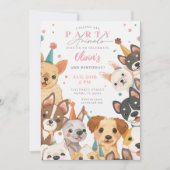 Welpe Birthday Einladung Hund Party Mädchen Geburt (Vorderseite)