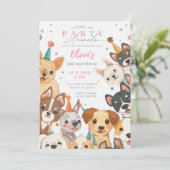 Welpe Birthday Einladung Hund Party Mädchen Geburt (Stehend Vorderseite)