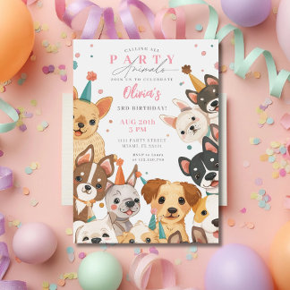 Welpe Birthday Einladung Hund Party Mädchen Geburt