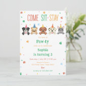 Welpe Birthday Einladung Hund Party Pawty (Stehend Vorderseite)
