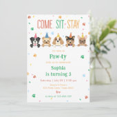 Welpe Birthday Einladung Hund Party Pawty (Stehend Vorderseite)