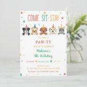 Welpe Birthday Einladung Hund Party Pawty (Stehend Vorderseite)