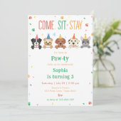 Welpe Birthday Einladung Hund Party Pawty (Stehend Vorderseite)