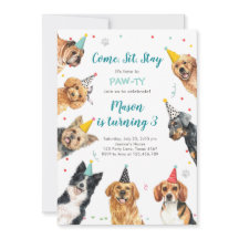 Welpe Birthday Einladung Hund Party Pawty Boy