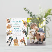 Welpe Birthday Einladung Hund Party Pawty Boy (Stehend Vorderseite)