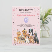 Welpe Birthday Einladung Hund Party Pawty Girl (Stehend Vorderseite)