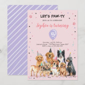 Welpe Birthday Einladung Hund Party Pawty Girl (Vorne/Hinten)