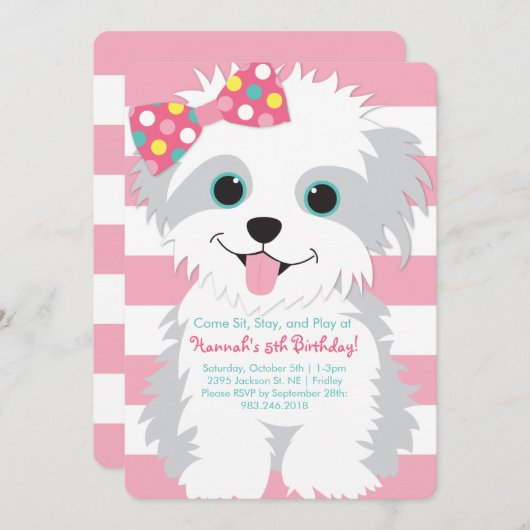 Welpe Birthday Paw-ty-Einladung Einladung (Vorne/Hinten)