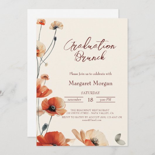 Welpe Blume Blumenbrunch mit Brille Einladung (Vorne/Hinten)