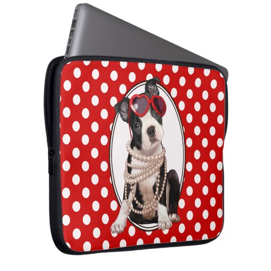 Welpe Bostons Terrier Laptopschutzhülle (Vorne Rechts)