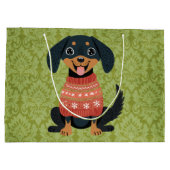 Welpe Christmas Dackel Weiner Santa Dog Große Geschenktüte (Rückseite)