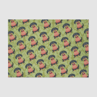 Welpe Christmas Dackel Weiner Santa Dog Seidenpapier