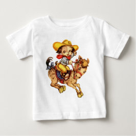 Welpe Cowboy auf seinem Pferd Baby T-shirt