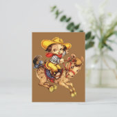 Welpe Cowboy auf seinem Pferd Postkarte (Stehend Vorderseite)