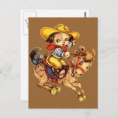 Welpe Cowboy auf seinem Pferd Postkarte (Vorne/Hinten)