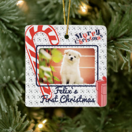 Welpe das erste Foto für Weihnachten individuelle Keramikornament