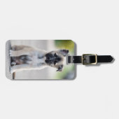 Welpe der deutschen Hirten auf dem Fußweg Gepäckanhänger (Vorderseite horizontal)