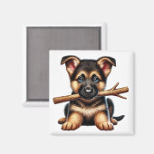 Welpe der deutschen Hirten, die sich einen Keil in Magnet (Vorderseite/Rückseite)