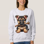 Welpe der deutschen Hirten, die sich einen Keil in Sweatshirt (Vorderseite)
