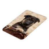 Welpe der deutschen Schäferhirte im Korb Magnet (Linke Seite)