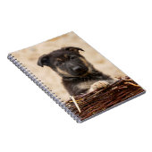 Welpe der deutschen Schäferhirte im Korb Notizblock (Rechte Seite)