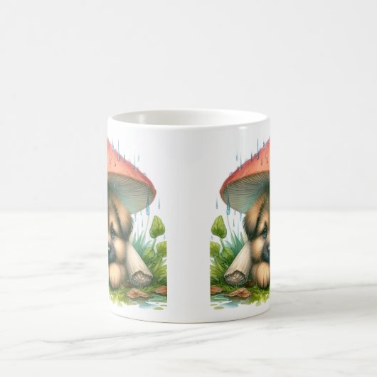 Welpe der deutschen Schäferhirte unter einem Mushr Kaffeetasse (Mittel)