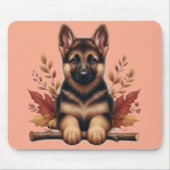 Welpe der deutschen Schäferhunde mit Herbstblätter Mousepad (Vorne)
