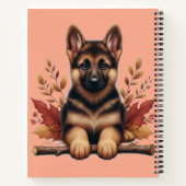 Welpe der deutschen Schäferhunde mit Herbstblätter Notizblock (Rückseite)