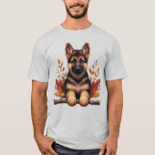 Welpe der deutschen Schäferhunde mit Herbstblätter T-Shirt (Vorderseite)