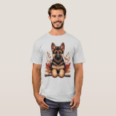 Welpe der deutschen Schäferhunde mit Herbstblätter T-Shirt (Vorne ganz)