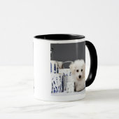 Welpe, der unter Farbenzinn sitzt Tasse (VorderseiteRechts)
