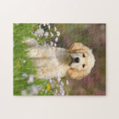 Welpe des goldenen Retrievers ein niedliches Puzzle (Horizontal)