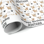 Welpe Design Geburtstag farbenfroh niedlich Geschenkpapier (Rolleneckpunkt)