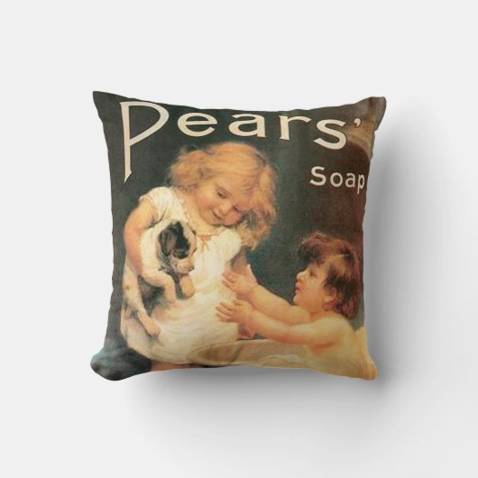 Welpe, die ein Bad Vintag antike Kissen (Vorderseite)