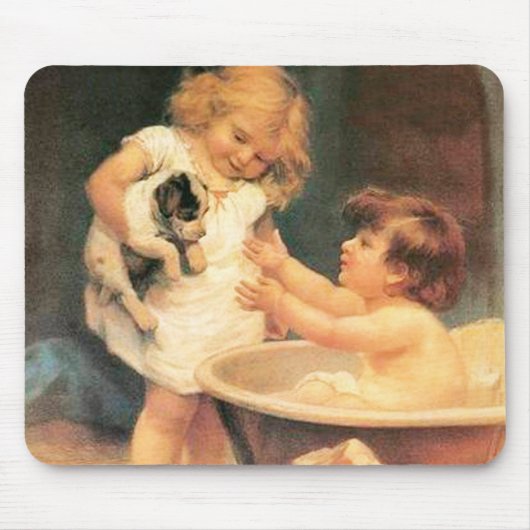 Welpe, die ein Bad Vintag antike Mousepad (Vorne)