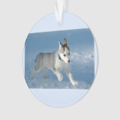 Welpe, die im Schnee läuft Ornament (Vorderseite)