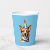 Welpe Dog Birthday Paw-ty Pappbecher (Rückseite)