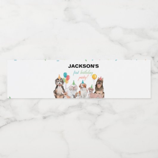 Welpe Dog Boy Birthday Water Flasche Etikett (Einzelnes Label)