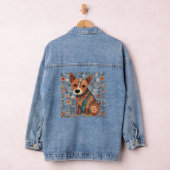 Welpe Dog Floral Folk Art Jeansjacke (Hangar)