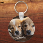 Welpe Dog Friends Forever Passen Sie ihren Namen a Schlüsselanhänger (Vorderseite)