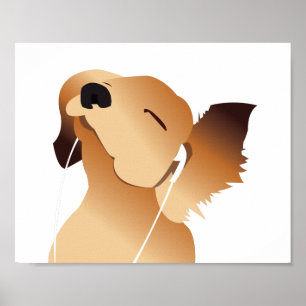 Welpe Dog Jammin' to Music Poster