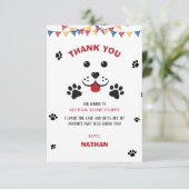 Welpe Dog Lasse Pawty Birthday Boy Dankeskarte (Stehend Vorderseite)