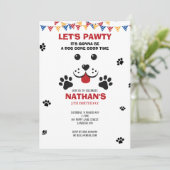 Welpe Dog Lasse Pawty Birthday Boy Einladung (Stehend Vorderseite)