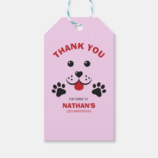 Welpe Dog Lasse Pawty Birthday Boy Geschenkanhänger (Vorderseite)