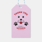 Welpe Dog Lasse Pawty Birthday Boy Geschenkanhänger (Rückseite)