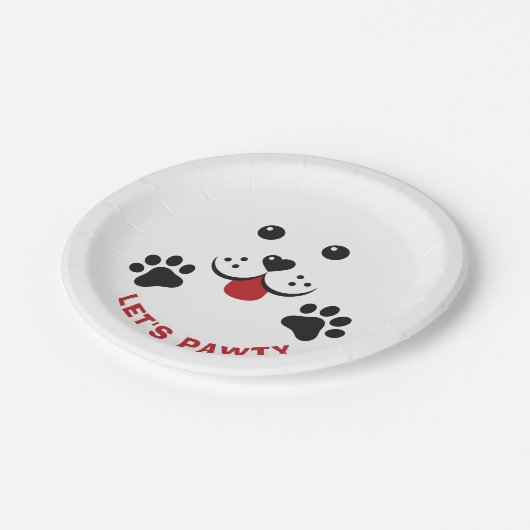 Welpe Dog Lasse Pawty Birthday Boy Pappteller (Schrägansicht)