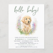 Welpe Dog Modern Sage Green Baby Dusche Budget Inv (Vorderseite)